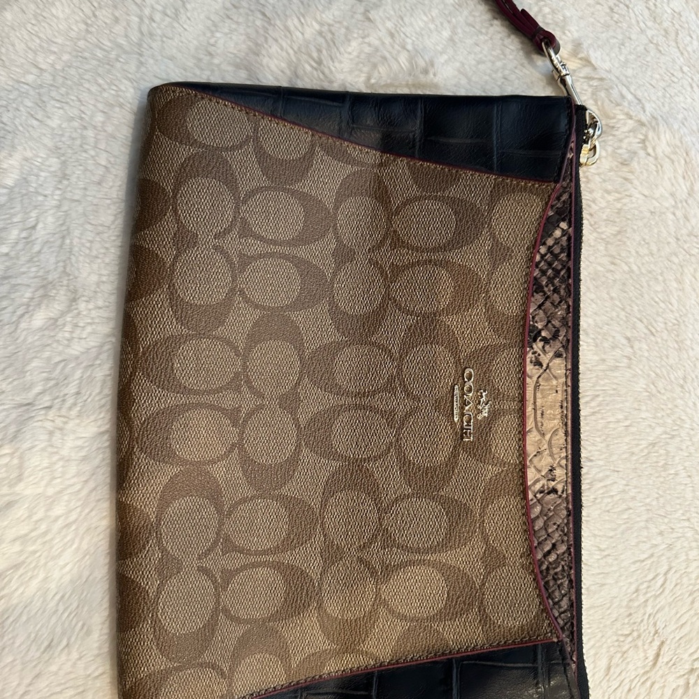 Coach Signature Brown and Black Clutch